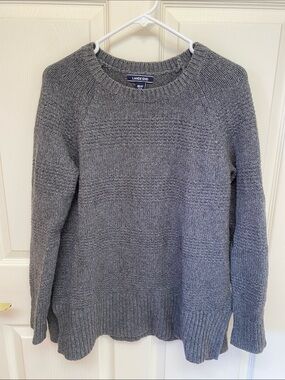 Lands' End Women's Heather Gray Crewneck Knit Sweater